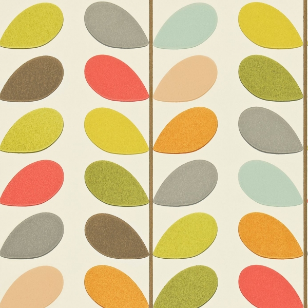 Papier peint Orla Kiely fleurs stylisées multicolores